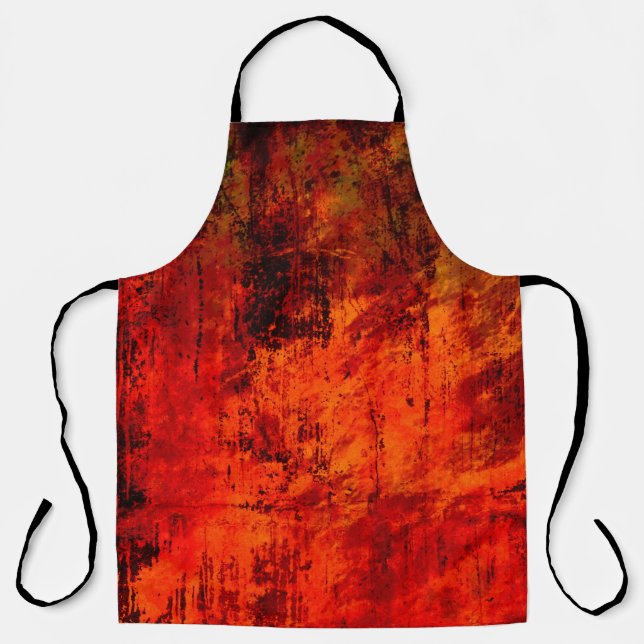 Bright red dirty old black peeled background. Hall Apron (Front)