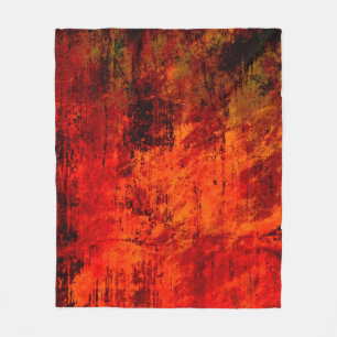 Bright red dirty old black peeled background. Hall Fleece Blanket