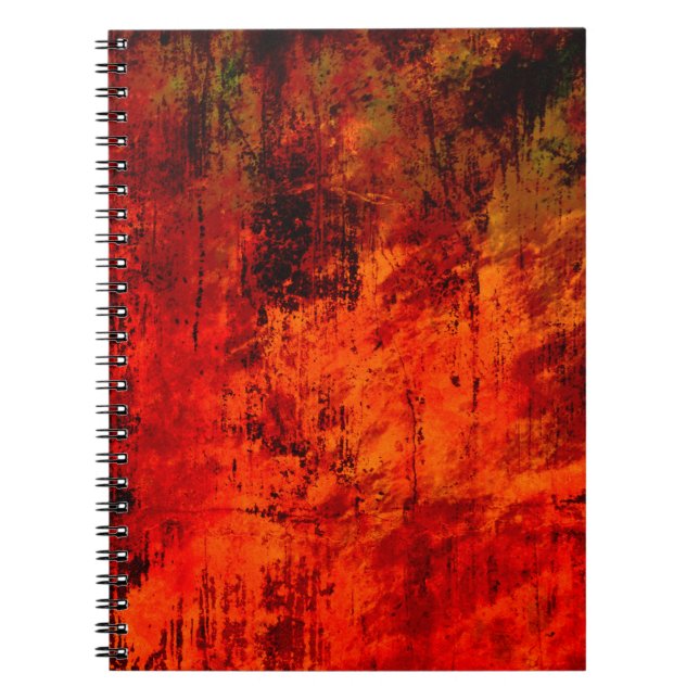 Bright red dirty old black peeled background. Hall Notebook (Front)