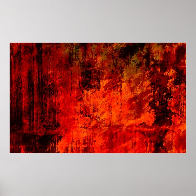 Bright red dirty old black peeled background. Hall Poster (Front)