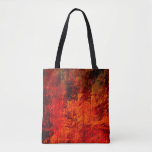 Bright red dirty old black peeled background. Hall Tote Bag