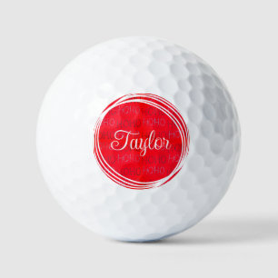 Bright red festive Hohoho pattern wine charms Golf Balls