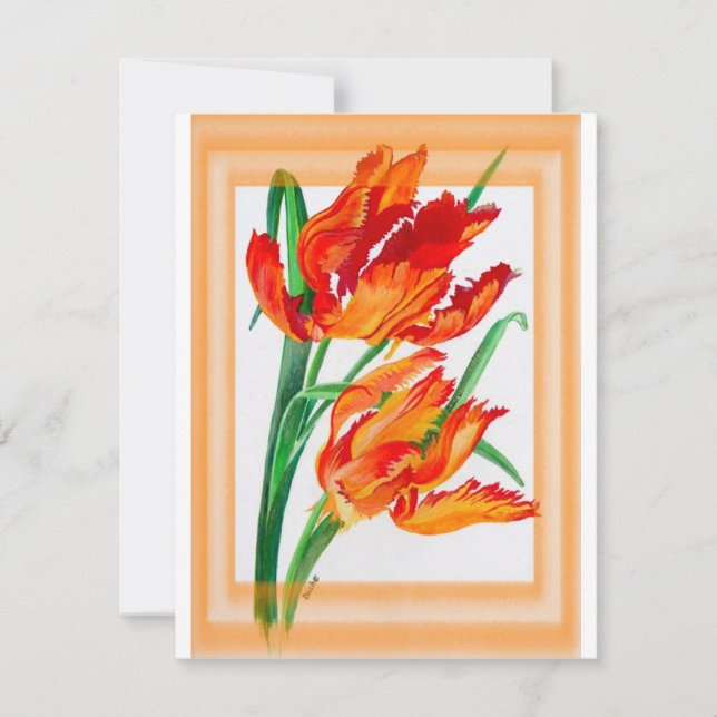 Bright Red Flamboyant Parrot Tulips (Front)