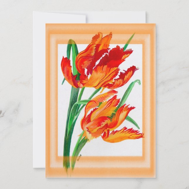 Bright Red Flamboyant Parrot Tulips (Front)
