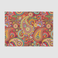Bright Red Floral paisley bohemian pattern