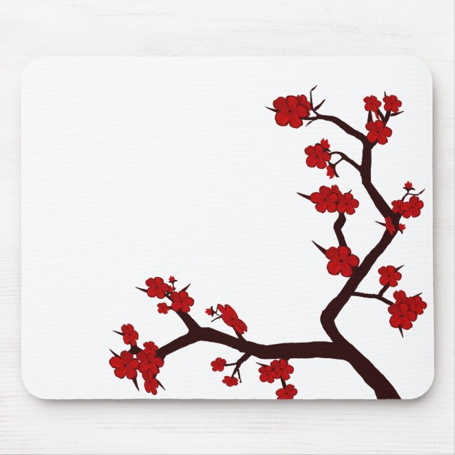 Bright red flowers mouse pad (Front)