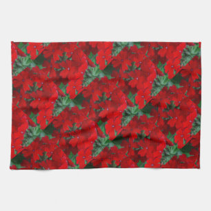 Bright Red Geraniums Tea Towel