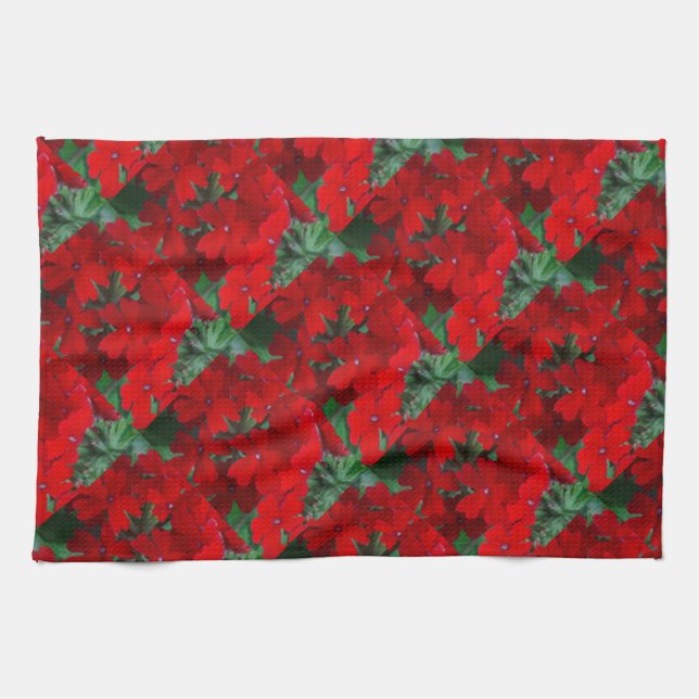 Bright Red Geraniums Tea Towel (Horizontal)