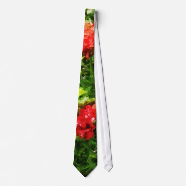 Bright Red Geraniums Tie (Front)