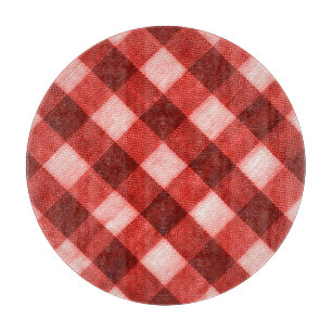 Bright red gingham: close-up texture. cutting board