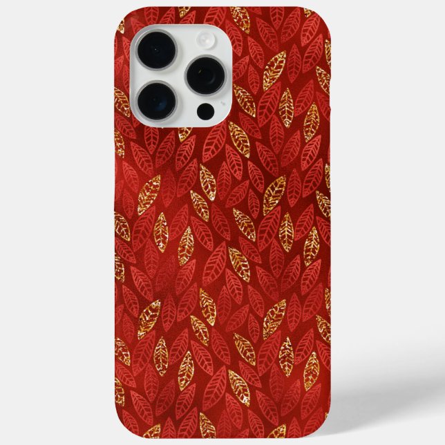BRIGHT RED & GOLD AUTUMN FALL LEAVES Case-Mate iPhone CASE (Back)