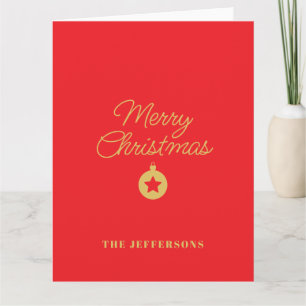 Bright Red & Gold Colors Merry Christmas Card