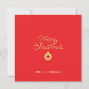 Bright Red & Gold Colors Merry Christmas Thank You Card