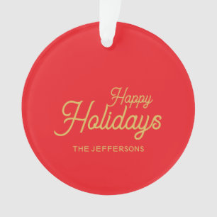 Bright Red & Gold Colors Merry Christmas Two Sided Ornament