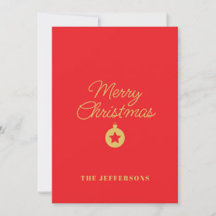 Bright Red & Gold Colours Merry Christmas Holiday Card