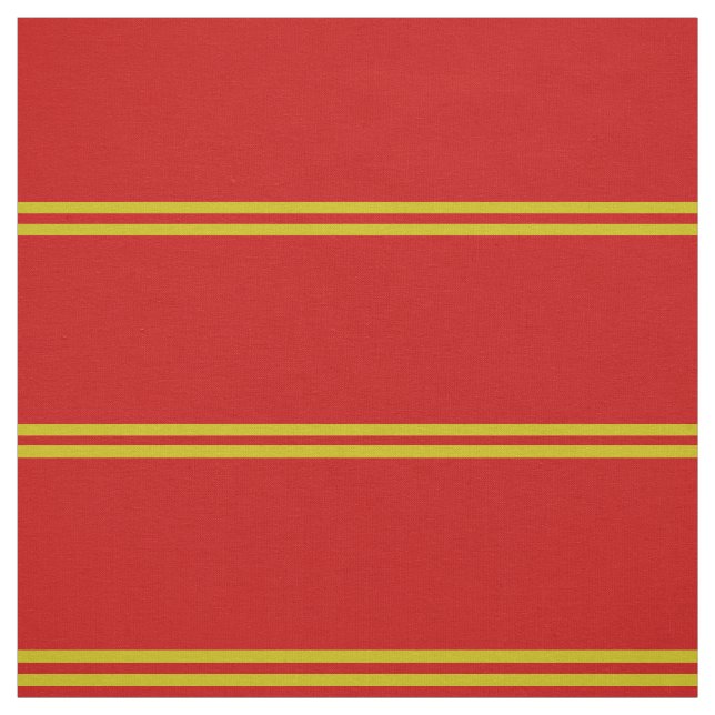 Bright red, gold striped design fabric (Swatch)