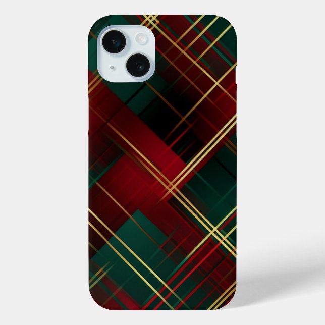 BRIGHT RED GREEN GOLD CHRISTMAS PLAID PATTERN Case-Mate iPhone CASE (Back)