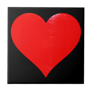 BRIGHT RED HEART CERAMIC TILE