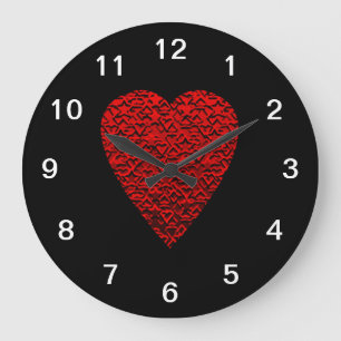 Bright Red Heart Picture. Large Clock