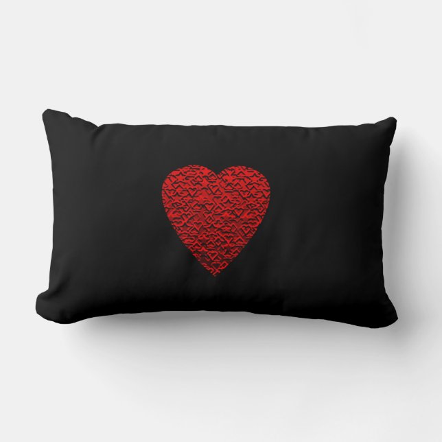 Bright Red Heart Picture. Lumbar Cushion (Front)