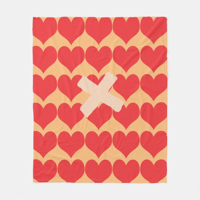 Bright Red Hearts Pattern Fleece Blanket (Front)