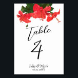 Bright Red Hibiscus Wedding Table Number Card<br><div class="desc">Wedding Table Number Card with Bright Red Hibiscus Flower</div>