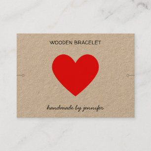 Bright Red I love Heart Handmade Bracelet Holder Business Card