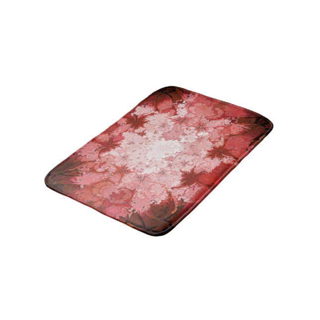 Bright Red Kaleidoscope Abstract Fractal Pattern Bath Mat (Angled)