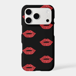 Bright Red Lips Glitter Kisses Elegant Feminine