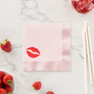 Bright Red Lipstick Kiss Napkin