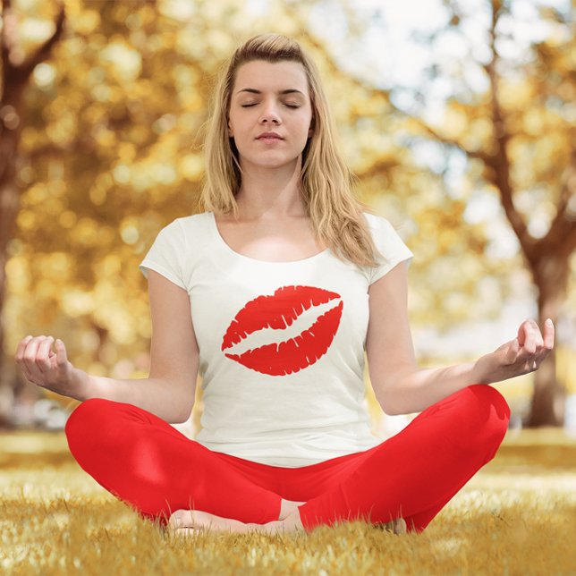 Bright Red Lipstick Kiss T-Shirt (Bright Red Lips)