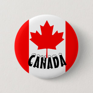 Bright Red Maple Leaf Canada Flag 6 Cm Round Badge