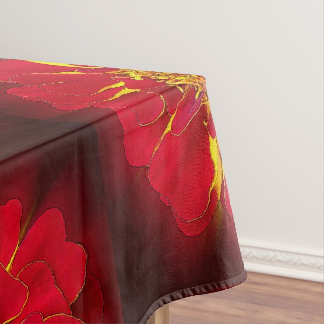 bright red marigold tablecloth (In Situ)