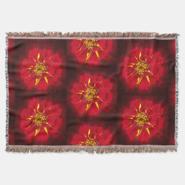 bright red marigold throw blanket (Front)