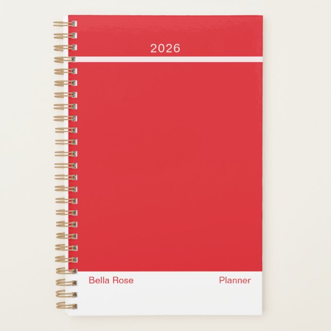 Bright Red Minimalist Planner (Front)