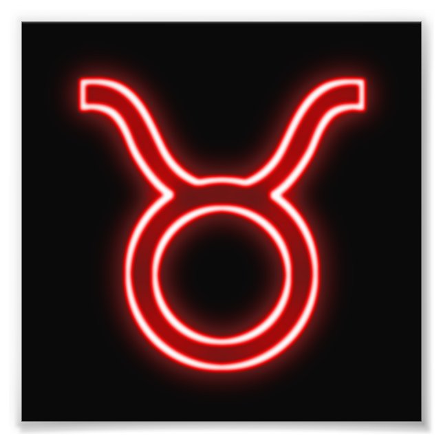 Bright Red Neon - Taurus the Bull Star Sign (Front)