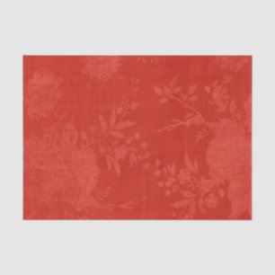 Bright Red on Red Floral Pattern Tissue Paper