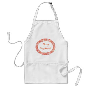 Bright Red on White Christmas Wreath to Customise Standard Apron