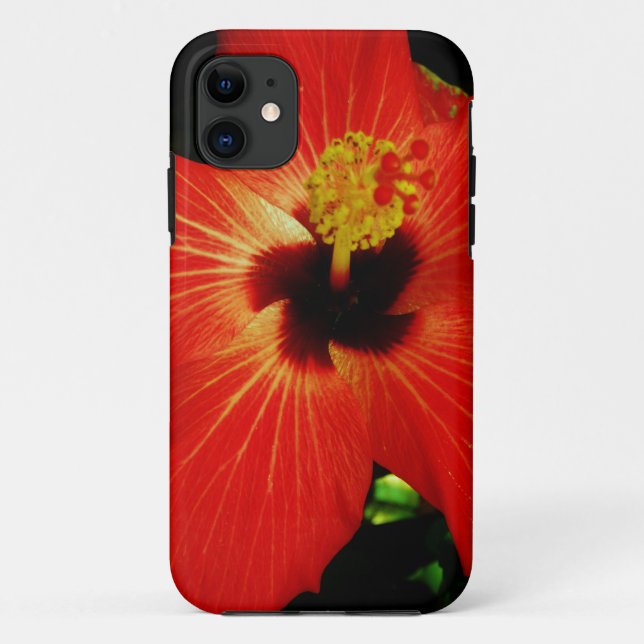 Bright Red Orange  Hibiscus Flower Case-Mate iPhone Case (Back)