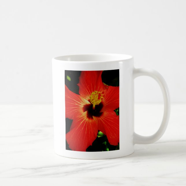 Bright Red Orange  Hibiscus Flower Coffee Mug (Right)