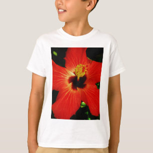 Bright Red Orange  Hibiscus Flower T-Shirt