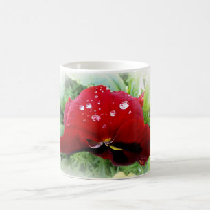Bright red pansy coffee mug