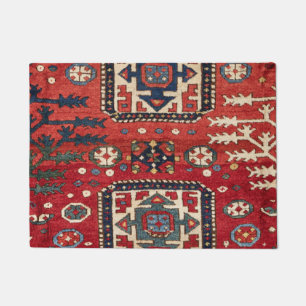 Bright Red Persian Geometric Shapes Doormat