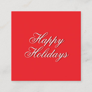 Bright Red Plain Elegant Happy Holidays Message Enclosure Card