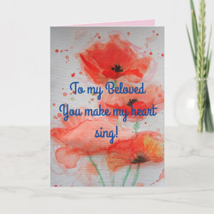 Bright Red Poppies Watercolour Birthday Card