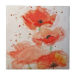 Bright Red Poppies Watercolour Flower Floral Ceramic Tile<br><div class="desc">Bright Red Poppies Watercolour design. Designed from one of my original watercolour paintings,  I love the ethereal yet strong poppy flowers.</div>