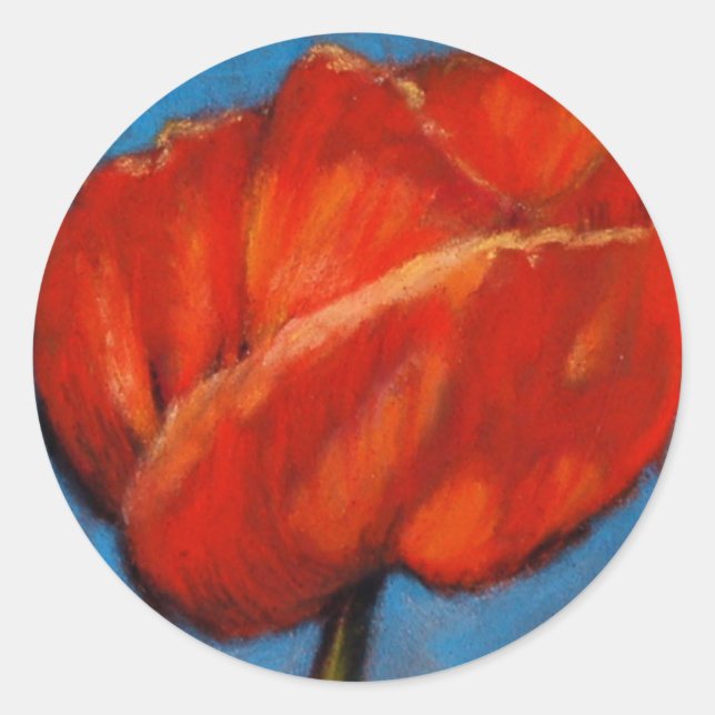 BRIGHT RED POPPY CLASSIC ROUND STICKER (Front)
