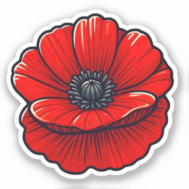 Bright Red Poppy Flower (Front)