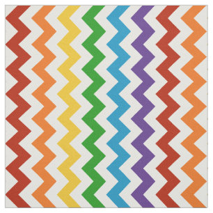 Bright Red Rainbow Chevron Fabric