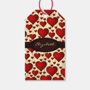 Bright Red Romantic Hearts Gift Tags